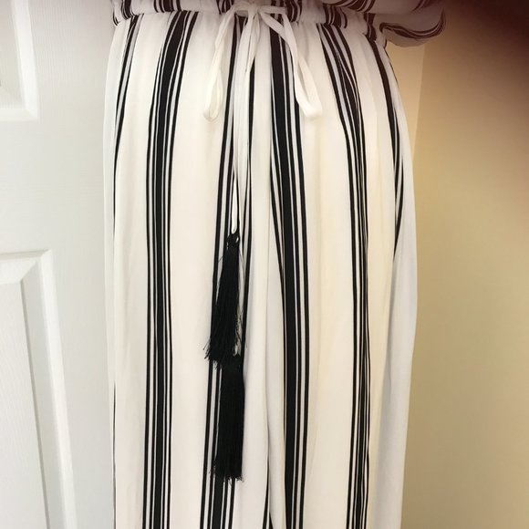 NWOT Loft Black & White Stripe Medium Tall Maxi Dress - Picture 3 of 11